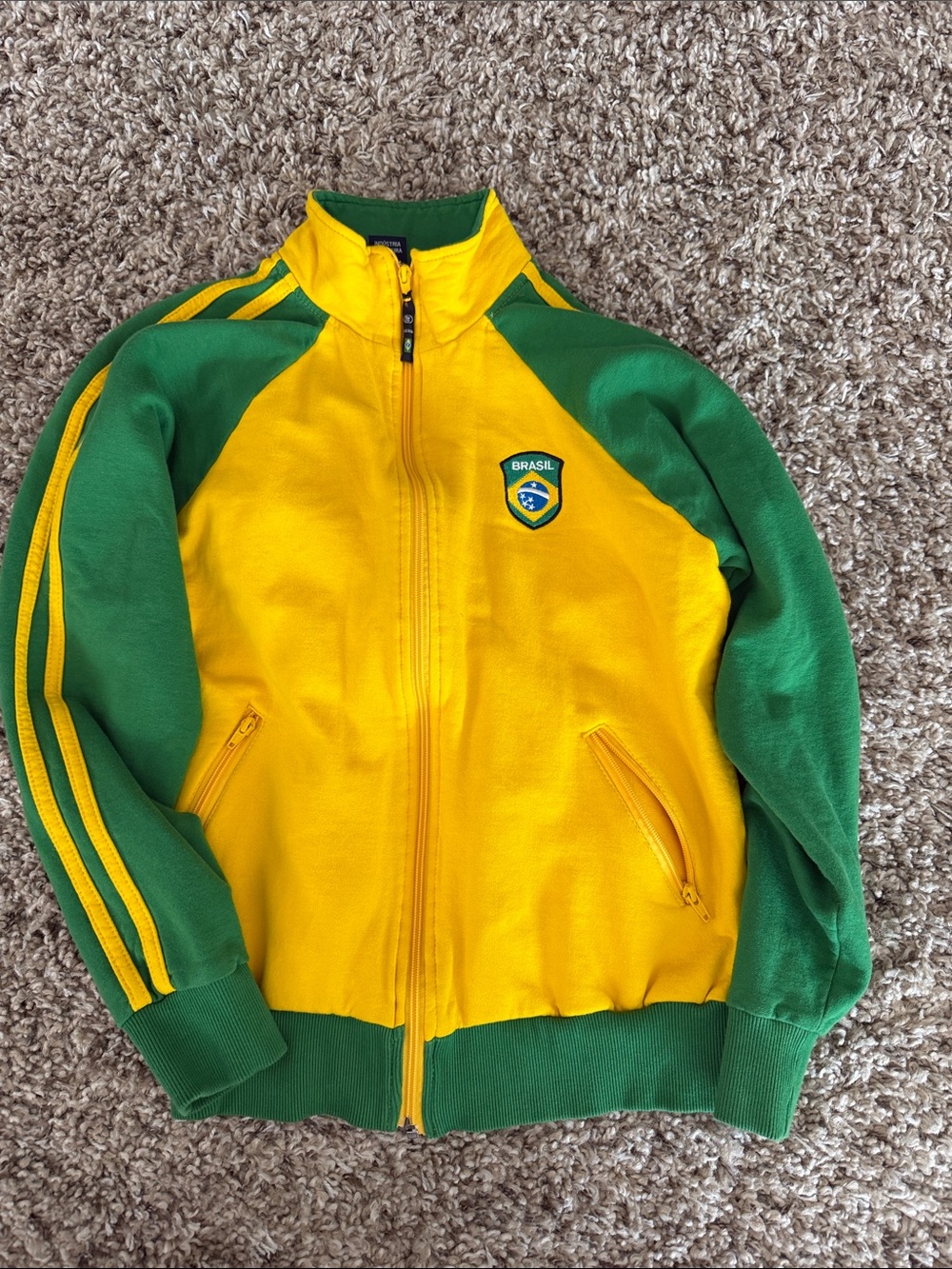 Brasil Yellow & Green Kids Zip-Front Track Jacket